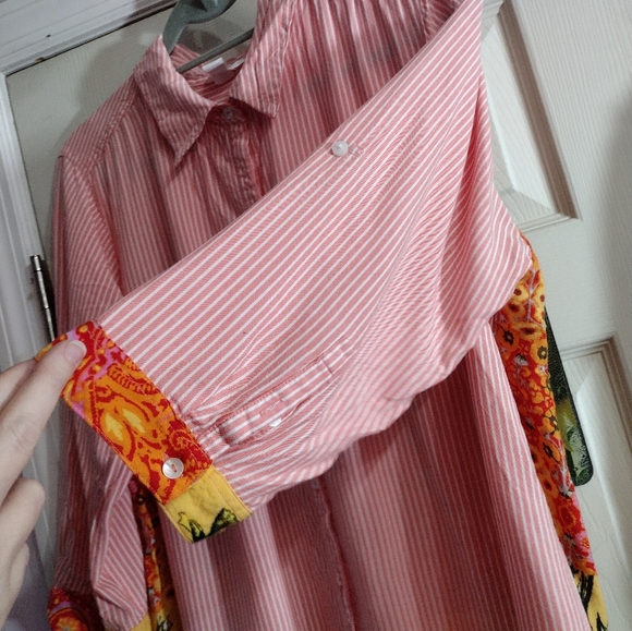 Intro Multicolored Print 3/4 Sleeve Button Down Shirt Women's Large Mixed Med - Picture 9 of 9